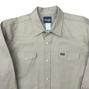 Vintage 90s - Wrangler Snap Down Thick Material Western Shirt Khaki Beige XXL